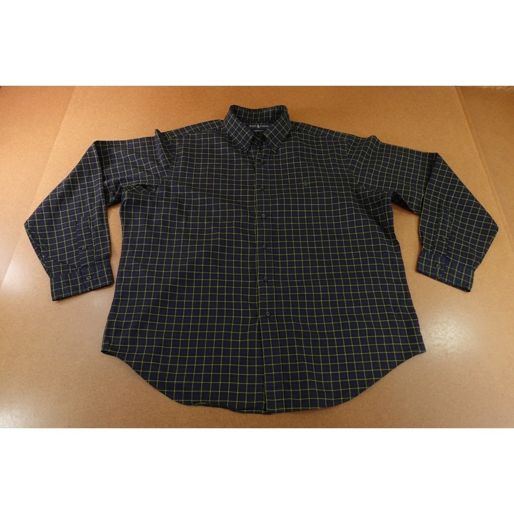 Ralph Lauren Mens Size XXL Classic Fit Plaid Long Sleeve Button Front Shirt